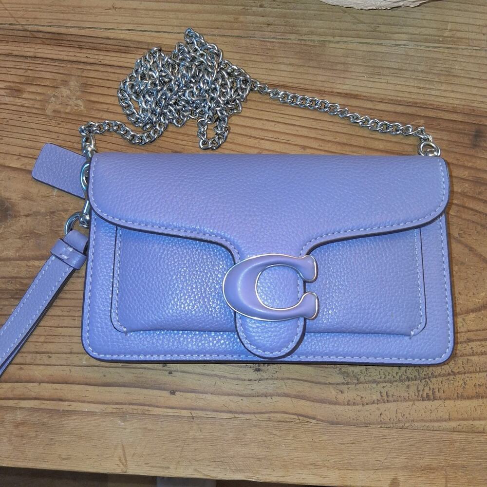 NWOT Coach Chain Tabby 20 Lavender Purple Wristlet/Crossbody Leather Silver